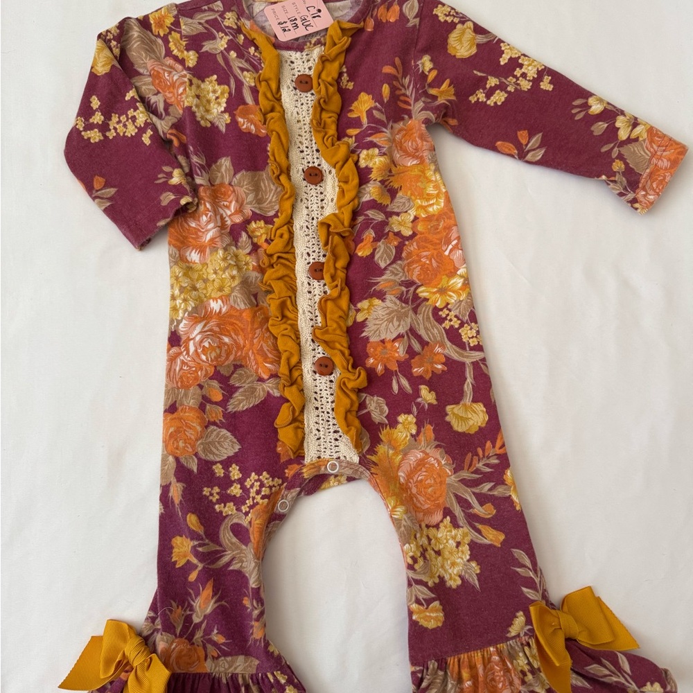 Ricrac & Ruffles Floral Ruffle Kids Bodysuit